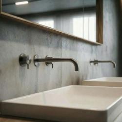 Waterevolution Flow Rubinetto lavabo da incasso a 3 fori PVD Gun metal con bocca 21 cm T1163FGME-21