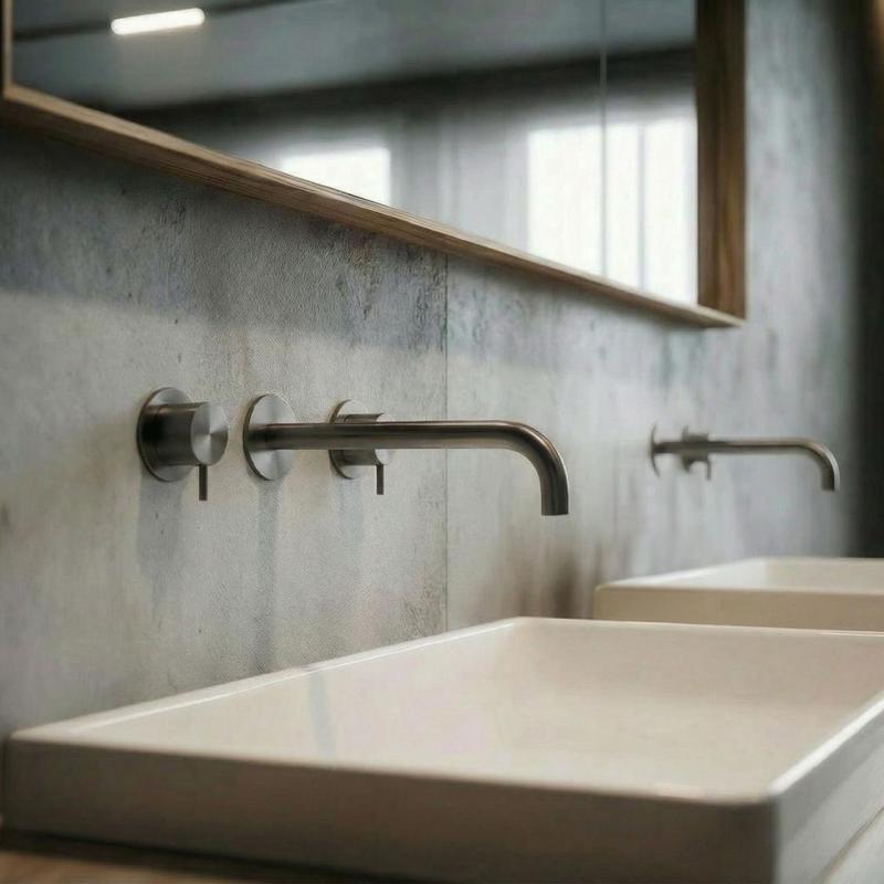 Waterevolution Flow Rubinetto lavabo da incasso a 3 fori PVD Gun metal con bocca 21 cm T1163FGME-21