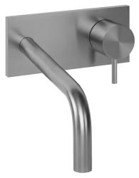 Rubinetto da incasso per lavabo Watervolution Flow con placca di copertura interamente in acciaio inox con bocca di erogazione da 15 cm T1161BIE-15
