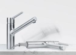 Franke Taros Neo rubinetto da cucina basso in acciaio inossidabile massiccio con beccuccio girevole inox 115.0596.320