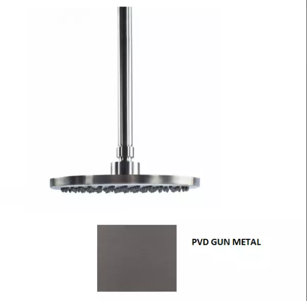 Doccia a soffitto Waterevolution Flow 250mm con connessione al soffitto PVD Gun Metal T164225GME