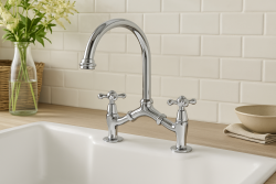 PB Classic Rubinetto da cucina classico nostalgico Cromo con distanza regolabile tra le maniglie 2 fori 18-25 cm 1208954351