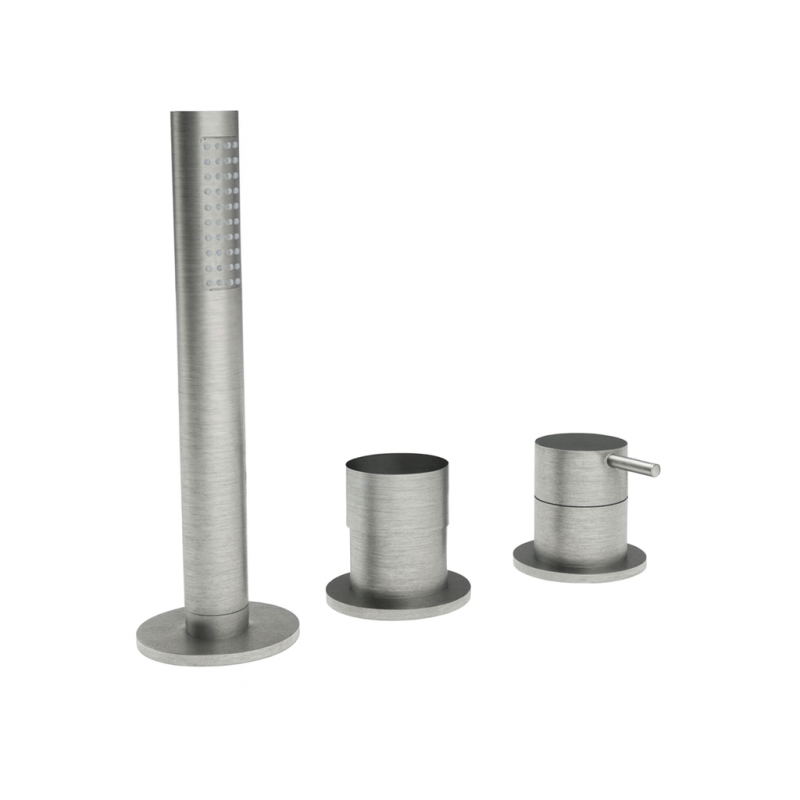Waterevolution Flow Rubinetto da Bagno a 3 Fori per Montaggio su Fianco Vasca in Acciaio Inossidabile T138SBIE