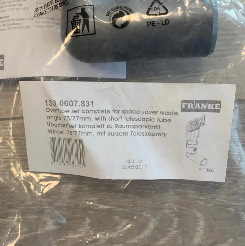 Franke Raccordo per troppopieno Universale extra corto 133.0052.765