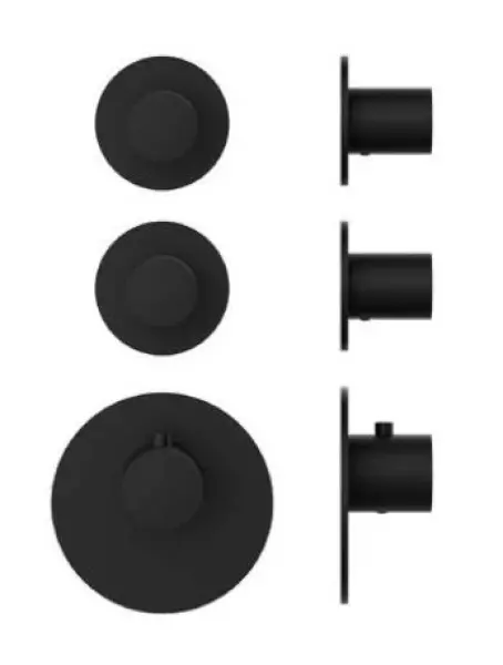 SB AESTHETICS Round Miscelatore termostatico ad incasso con 2 uscite / 2 x rubinetti d'arresto nero opaco 1208954947