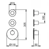 SB 316 AESTHETICS Round Inbouw thermostaatkraan met 2 uitgangen / 2 x stopkraan volledig RVS 1208954919