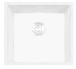 Lorreine 40WQ-FU Lavello in Quarzo Bianco 40x40 cm montaggio a filo e sotto piano con tappo a cestello bianco 1208955079