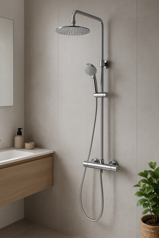 Aquadesign Valence set doccia termostatico con soffione a pioggia cromato