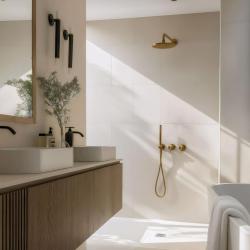 Waterevolution Flow Set doccia ad incasso con termostato soffione a pioggia e doccettain ottone spazzolato