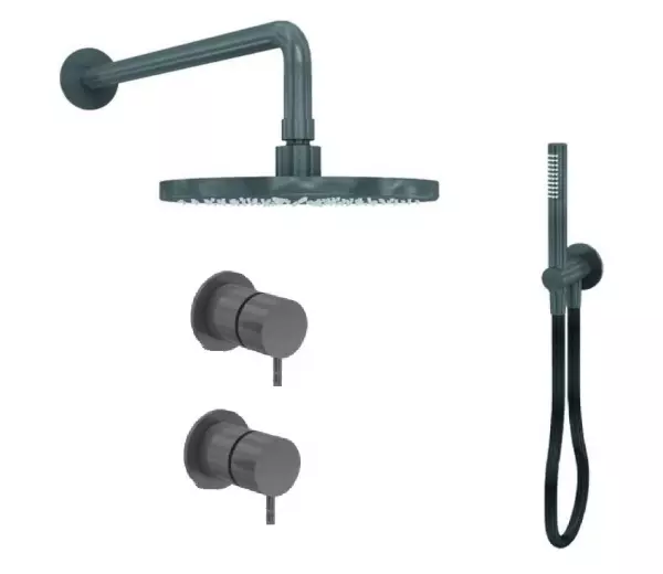 Waterevolution Flow Set doccia ad incasso con termostato soffione a pioggia e doccetta in gun metal