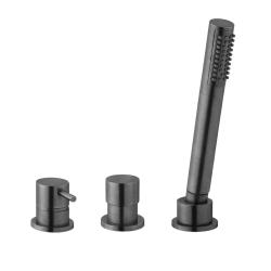 Waterevolution Flusso Rubinetto da Bagno a 3 Fori per Montaggio su Bordi Vasca PVD Gun Metal T138GME