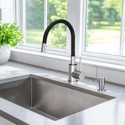 Quadri Bristol Miscelatore da cucina in acciaio inox  RVS con beccuccio flessibile nero 1208956026