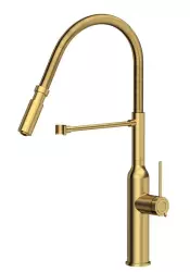 Quadri Stamford Miscelatore da cucina alto con beccuccio flessibile PVD oro spazzolato 1208956077