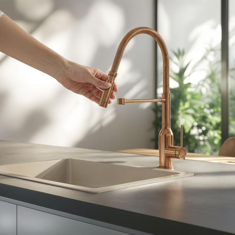 Quadri Stamford Miscelatore da cucina alto con beccuccio flessibile rame spazzolato PVD 1208956078