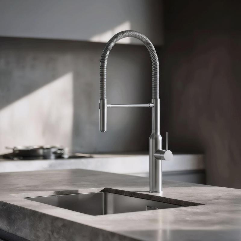 Quadri Stamford Miscelatore da cucina alto con beccuccio flessibile in acciaio inossidabile 1208956080