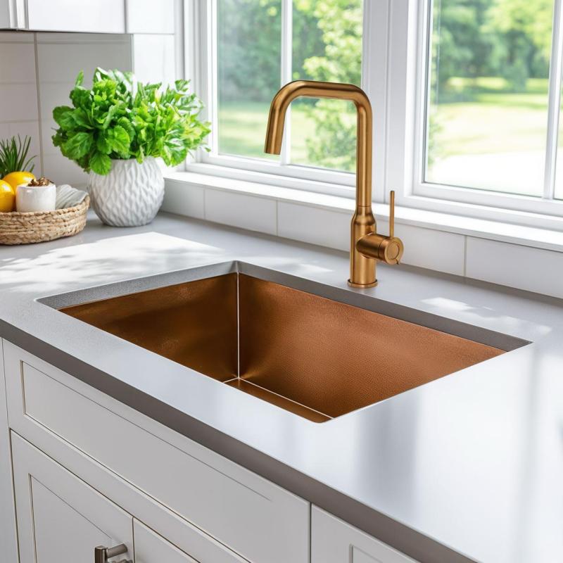 Quadri Stamford  Miscelatore da cucina rame PVD con beccuccio angolare girevole 1208956099