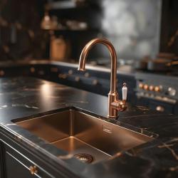 Rubinetto da cucina in ottone classico e nostalgico Quadri Worksop con maniglia in ceramica 1208956101