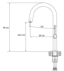 Quadri Brighton Miscelatore da cucina nero opaco con beccuccio girevole 1208956107