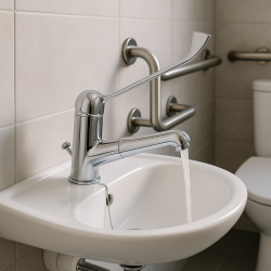 PB Clinic Rubinetto per lavabo per disabili con leva lunga e beccuccio estraibile cromo 1208956272