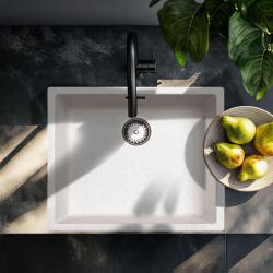 Lavello crema sabbia 50x40cm a filo sopra e sottopiano con tappo in acciaio inossidabile 1208956399