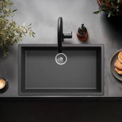 Lavandino nero grande 70x40cm a incasso, a filo e a scomparsa con tappo in acciaio inossidabile 1208956400.