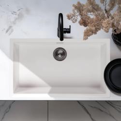 Lavandino bianco grande 70x40 cm da incasso, a scomparsa e a filo con tappo in acciaio inossidabile 1208956402