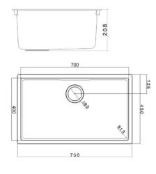 Lavandino bianco grande 70x40 cm da incasso, a scomparsa e a filo con tappo in acciaio inossidabile 1208956402