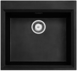 Lavello da incasso nero 58x53cm con foro per rubinetto e tappo in acciaio inossidabile 1208956732