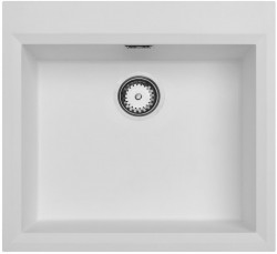 Lavello da incasso bianco 58x53cm con foro per rubinetto e tappo in acciaio inox 1208956763.