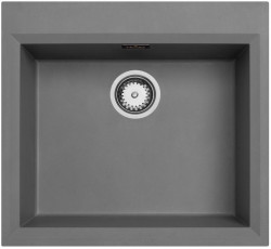 Lavandino di costruzione in cemento grigio 58x53cm con foro per rubinetto e tappo in acciaio inossidabile 1208956771