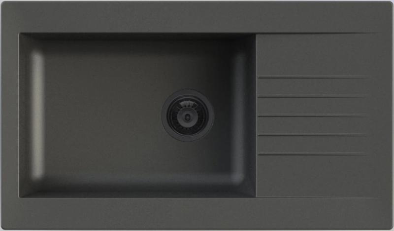 Ausmann Fibre Lavello grande in plastica nera reversibile con scolapiatti montaggio sopra il piano 86x50 cm con tappo nero 1208956781