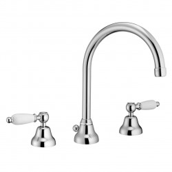 PB Rubinetto classico a 3 fori per lavabo con leve bianche e beccuccio rotondo Bronzo 1208956913