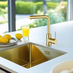 Ausmann Turt Lavello dorato PVD NANO Oro 40x40 montaggio a filo sopra e sotto il piano 1208956938