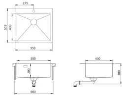 Ausmann Turt Lavello in rame PVD Rame 550x505 mm con foro per rubinetto montaggio a filo sopra e sotto il piano 1208956939