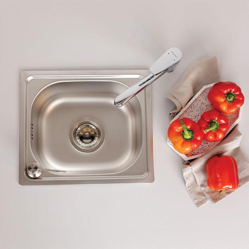 Ausmann Basic Lavello piccolo in acciaio inossidabile montaggio sopra il piano 33x38 cm incluso sifone 1208956972