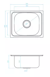 Ausmann Basic Lavello in acciaio inossidabile montaggio sopra piano 50x40 cm sifone incluso 1208956975