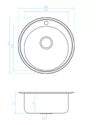 Ausmann Basic Lavello rotondo in acciaio inossidabile con foro per rubinetto montaggio sopra il piano 51 cm sifone incluso 1208956976