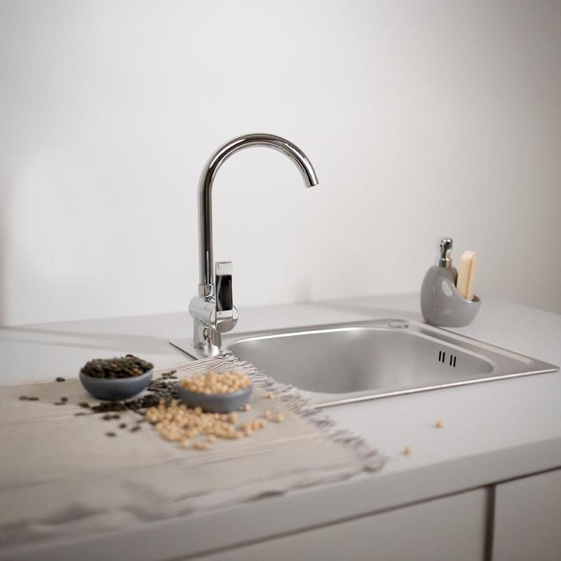 Ausmann Basic lavello in acciaio inossidabile con motivo a lino montaggio sopra il piano 50x40 cm sifone incluso 1208956977