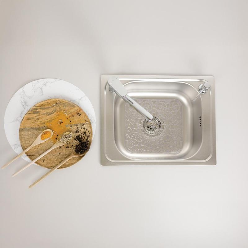 Ausmann Basic lavello in acciaio inossidabile con motivo a lino montaggio sopra il piano 50x40 cm sifone incluso 1208956977