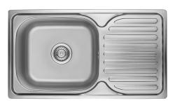 Ausmann Basic Lavello in acciaio inossidabile con scolapiatti reversibile con montaggio sopra il piano 76x42 cm sifone incluso 1208956978