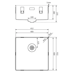 Lorreine 40SL1016 Slim Lavello con montaggio a filo 40x40cm in acciaio inossidabile