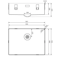 Lorreine 55SL1016 Slim Lavello con montaggio a filo 55x40cm in acciaio inossidabile