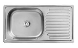 Ausmann Basic Lavello in acciaio inossidabile con  scolapiatti reversibile montaggio sopra piano 75x40 cm sifone incluso 1208956996