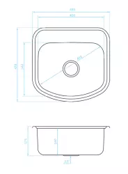 Ausmann Basic Lavello in acciaio inossidabile montaggio sopra piano 49x47 cm con foro per rubinetto incluso sifone 1208956997