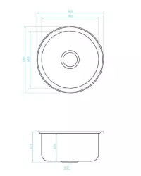 Ausmann Basic lavello rotondo in acciaio inossidabile montaggio sopra piano 43cm con sifone incluso 1208956999