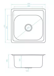 Ausmann Basic Lavello in acciaio inossidabile montaggio sopra piano 48x48 cm con foro per rubinetto e sifone incluso 1208957000