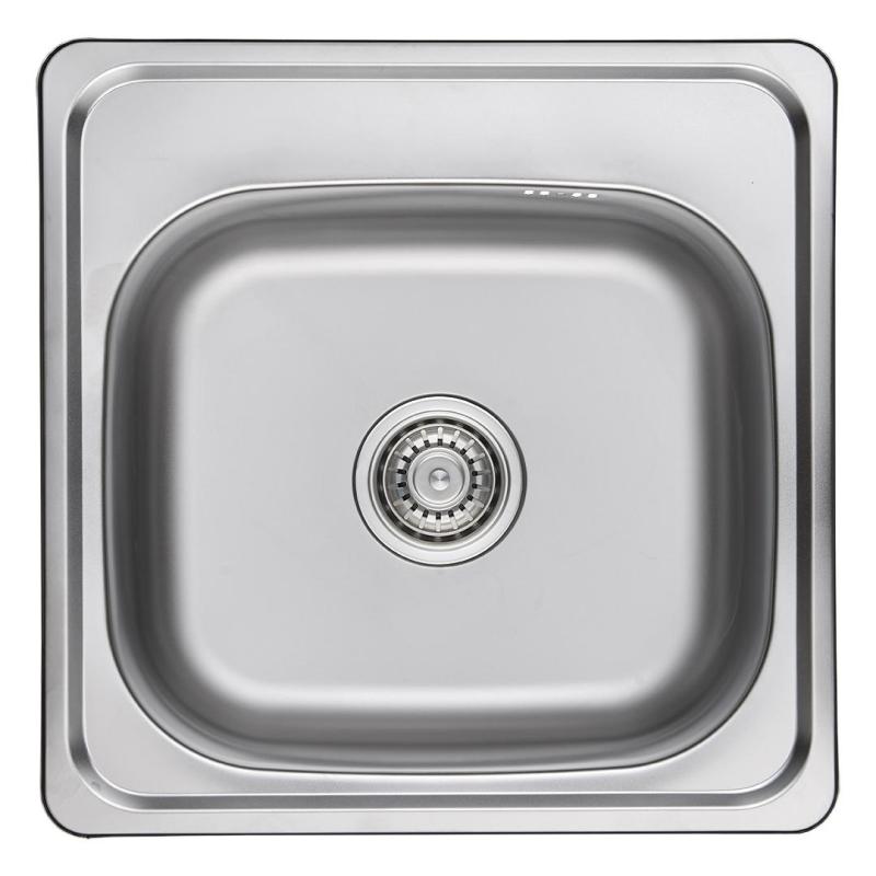 Ausmann Basic Lavello in acciaio inossidabile montaggio sopra piano 48x48 cm con foro per rubinetto e sifone incluso 1208957000