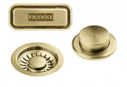 Franke Mythos Masterpiece Set di tappi per lavello dorato con pulsante per lo svuotamento automatico 112.0653.036