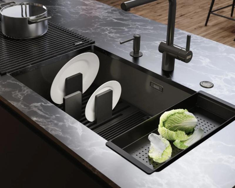 Franke Mythos Masterpiece griglia inferiore e scolapiatti nero 676x401mm 112.0676.895