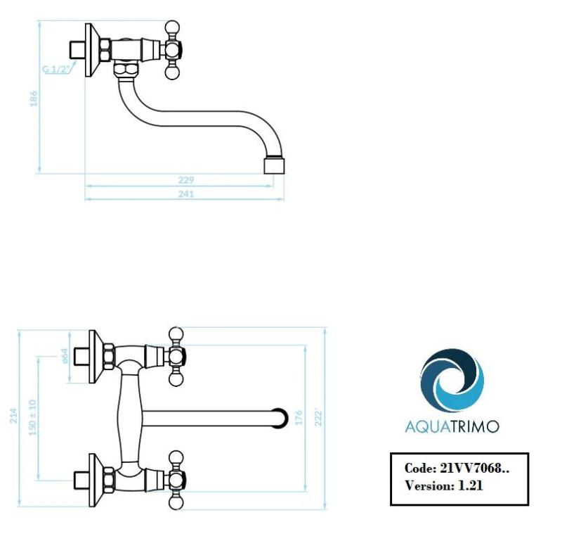 AquaTrimo Vivaldi rubinetto classico a muro per cucina cromato 21VV7068CM